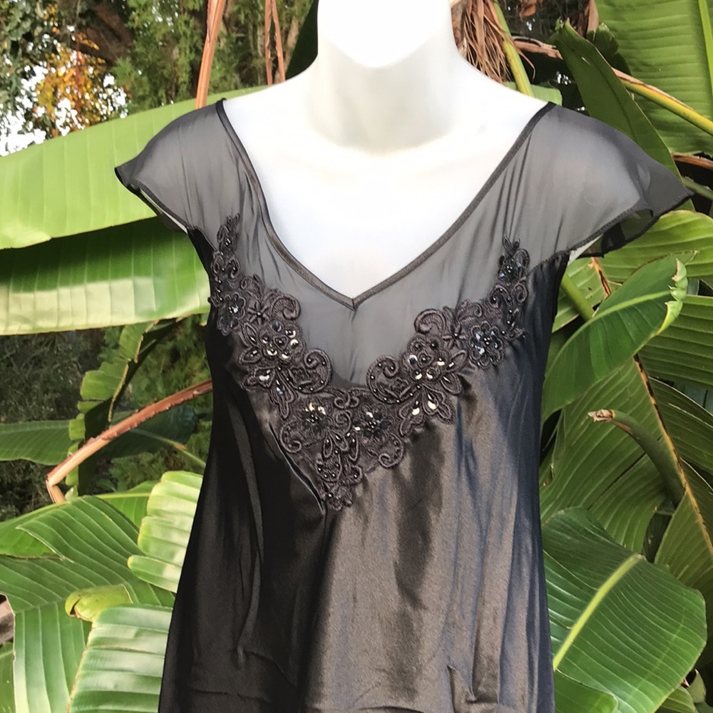 Beaded lace trim slip dress